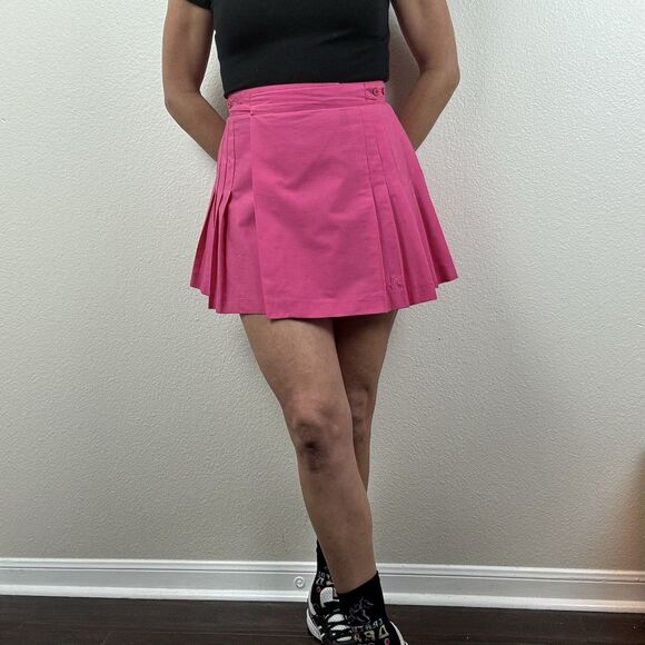 Vintage 90s Fila Pleated Wrap Tennis Skirt Mini Adjustable Pickleball Pink 10 - Picture 1 of 16